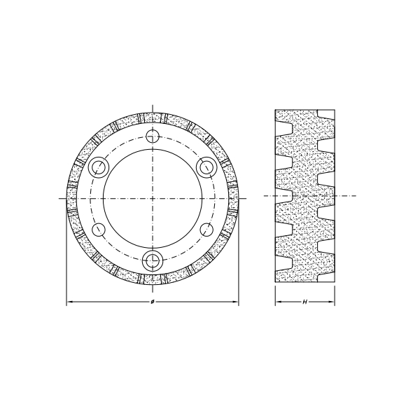 SC03107 SUPER DUTY STUBBING WHEEL H30 - Ø90  3 Hole Ø50 Flange