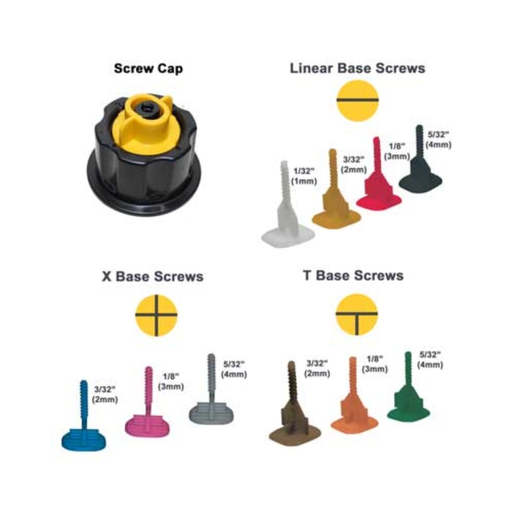 Alpha EZ Click EZCLB20YW 3/32" (2.0mm), Linear Joint Base Screw, Yellow, 200 pc.