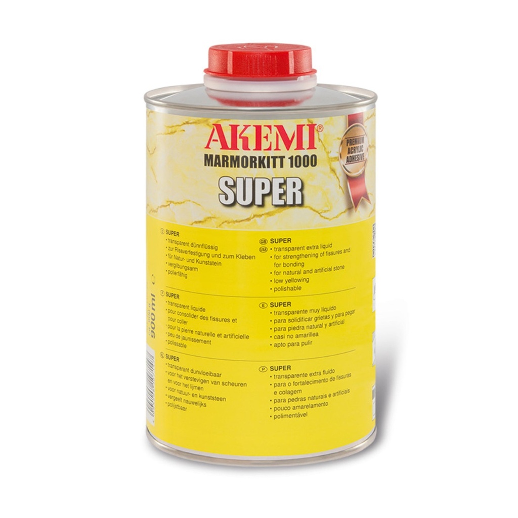 Akemi Marble Filler Super - Low Viscosity Acrylic Stone Adhesive (Transparent, Quart)