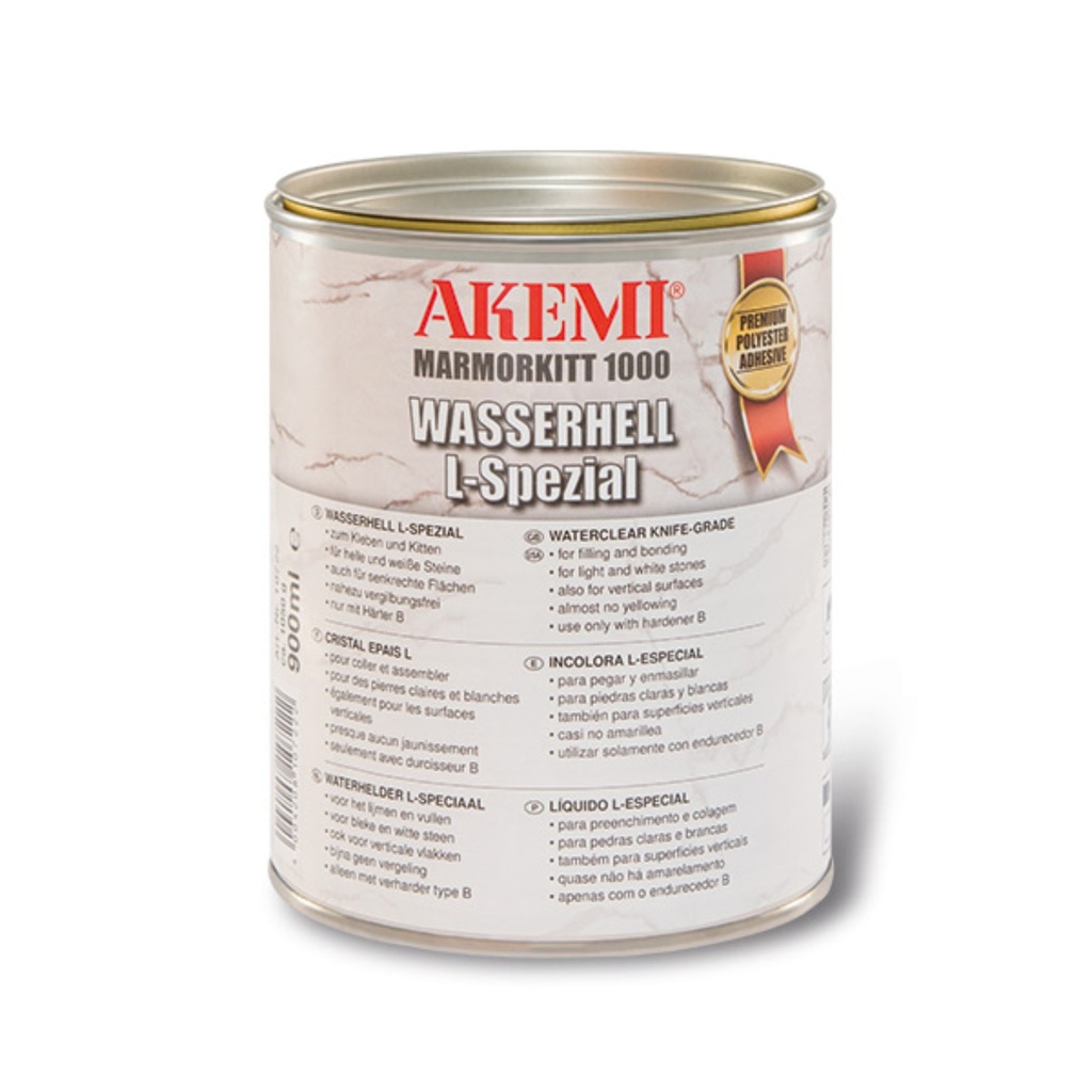 Akemi Marble Filler 1000 Transparent L-Special Waterclear - Gel-Like Knife-Grade Polyester Filler (Quart)