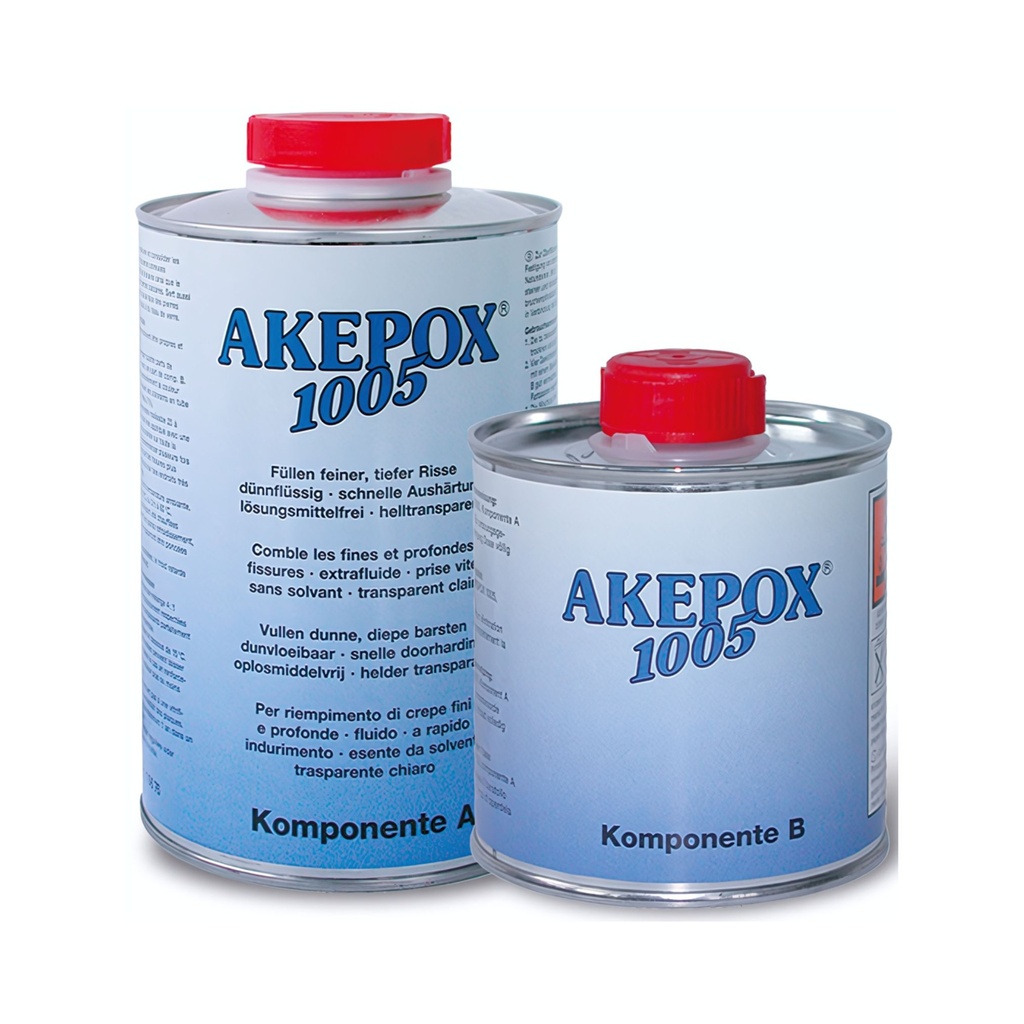 Akemi AKEPOX® 1005 - 2-Component Highly Liquid Epoxy Filler (24 h Hardening, Foodsafe, 4:1 Mixing Ratio, Transparent)