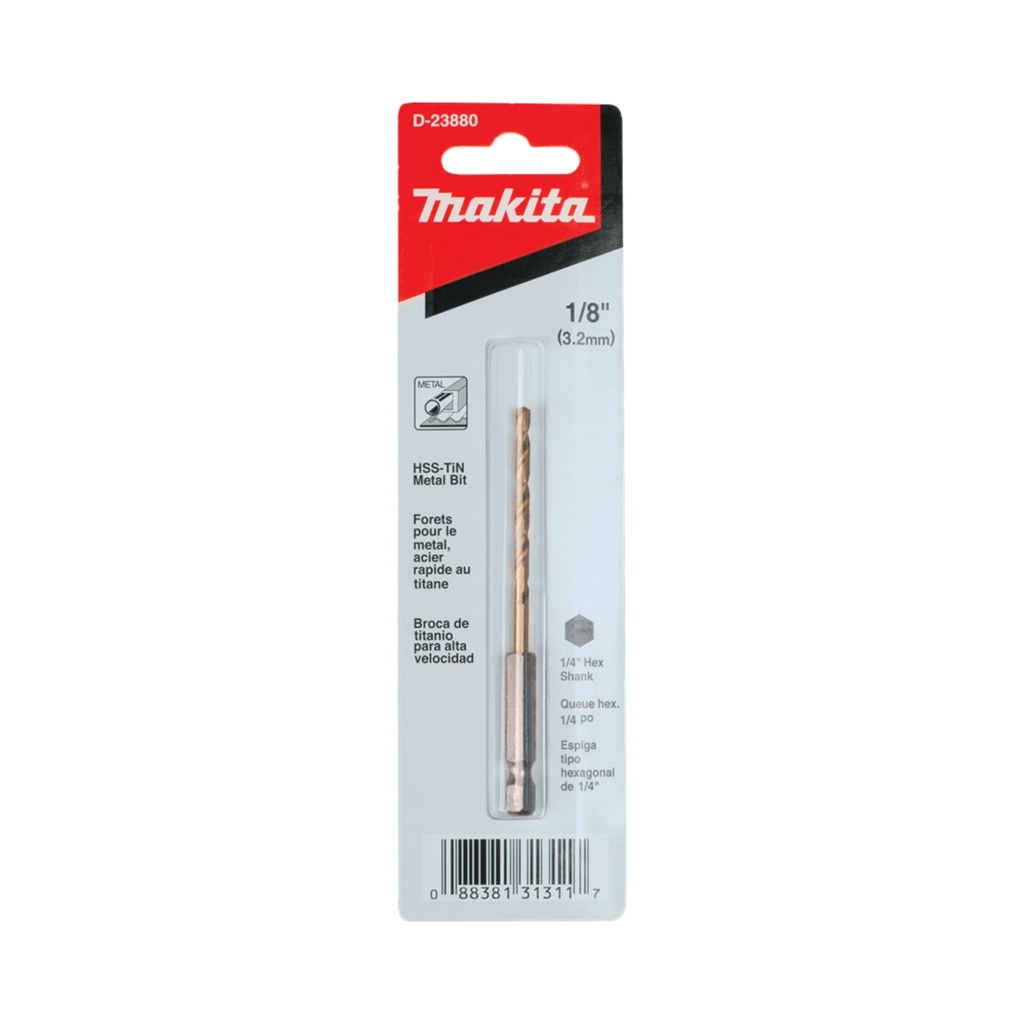 MAKITA D-23880 1/8" Titanium Coated Drill Bit 1/4" Hex Shank