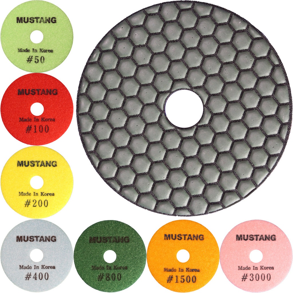 4" DTP-Mustang  Dry Polishing Pad, #100