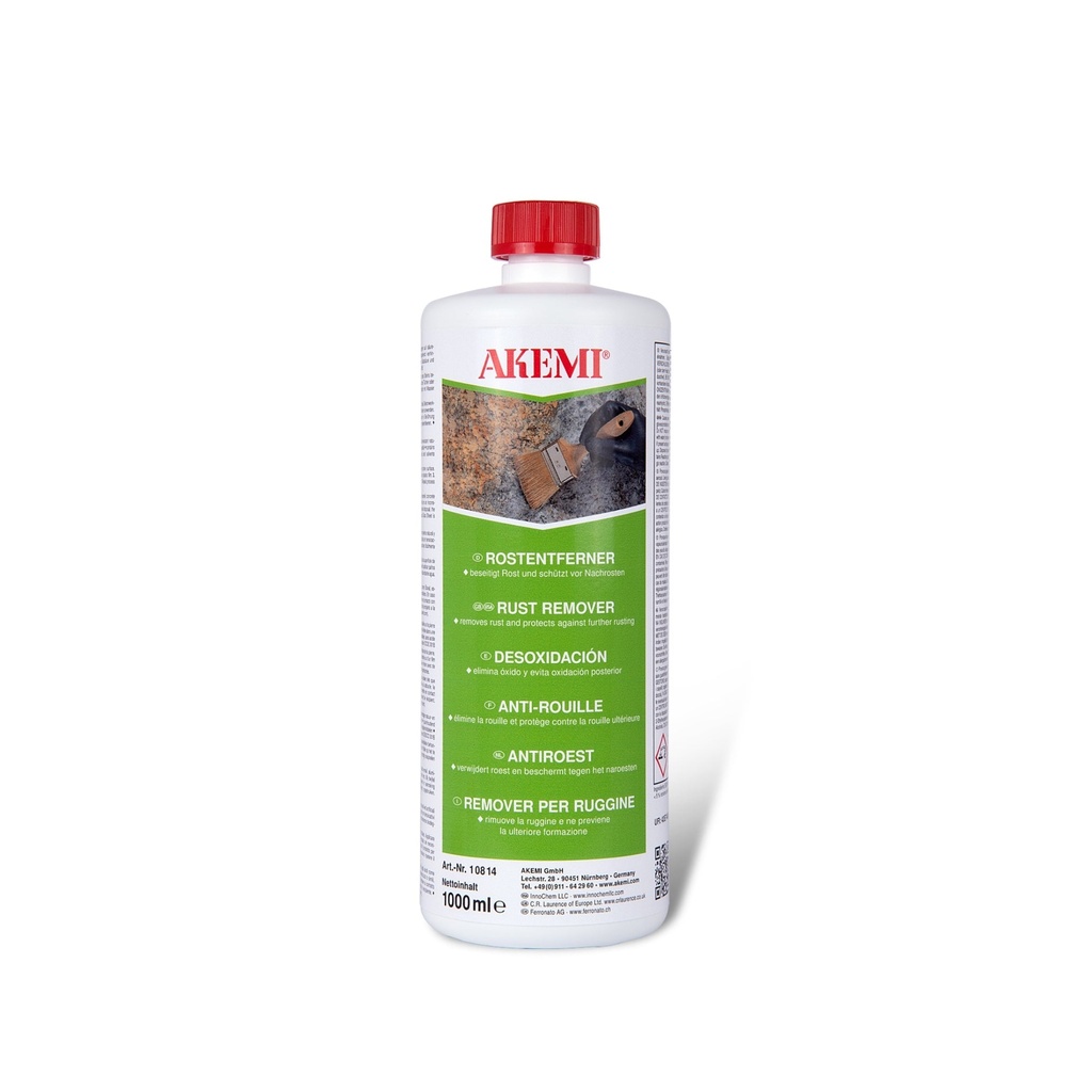 Akemi Rust Remover - Water-Based Acidic Cleaning Concentrate (1 L, Free of Hydrochloric Acid)