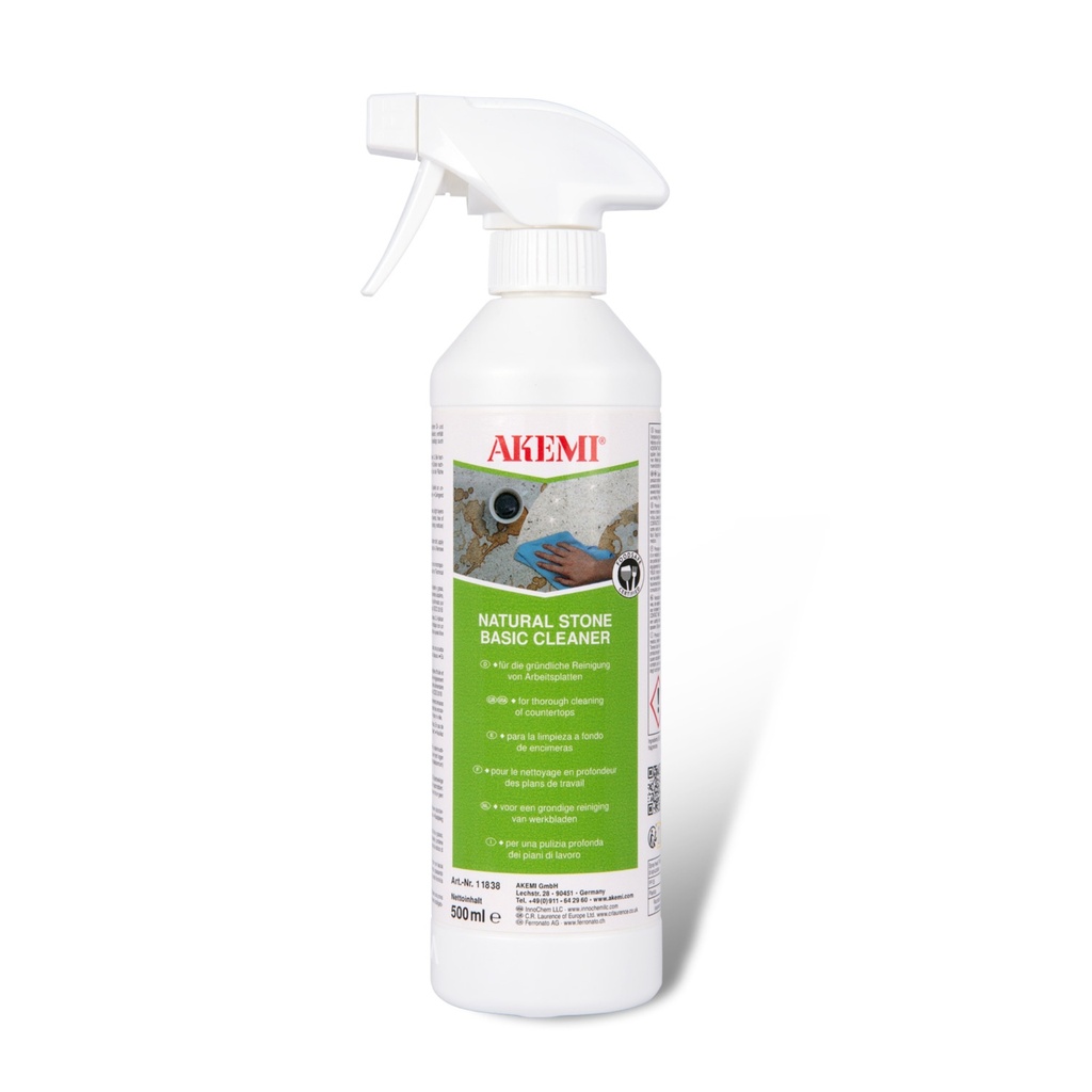 Akemi Natural Stone Basic Cleaner - Water-Based Alkaline Cleaning Agent (500 mL, Ready-to-Use, Food Safe)