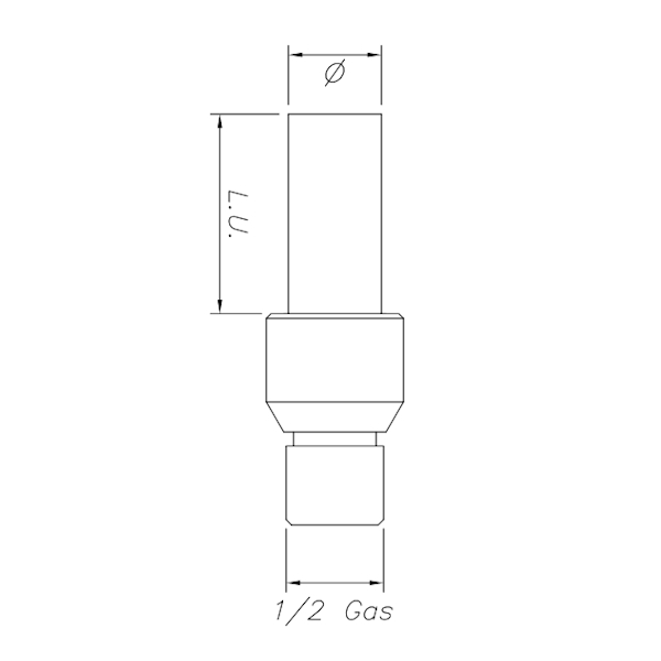 SA01023 INCREMENTAL CROWN WITH EXTENSION Ø18 - H55 - M10 ½" Gas