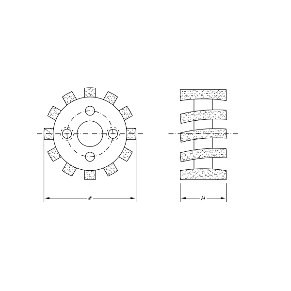 SC03001 STUBBING WHEELS H25 - Ø50 - SINTERED 3 Hole Ø14 Flange