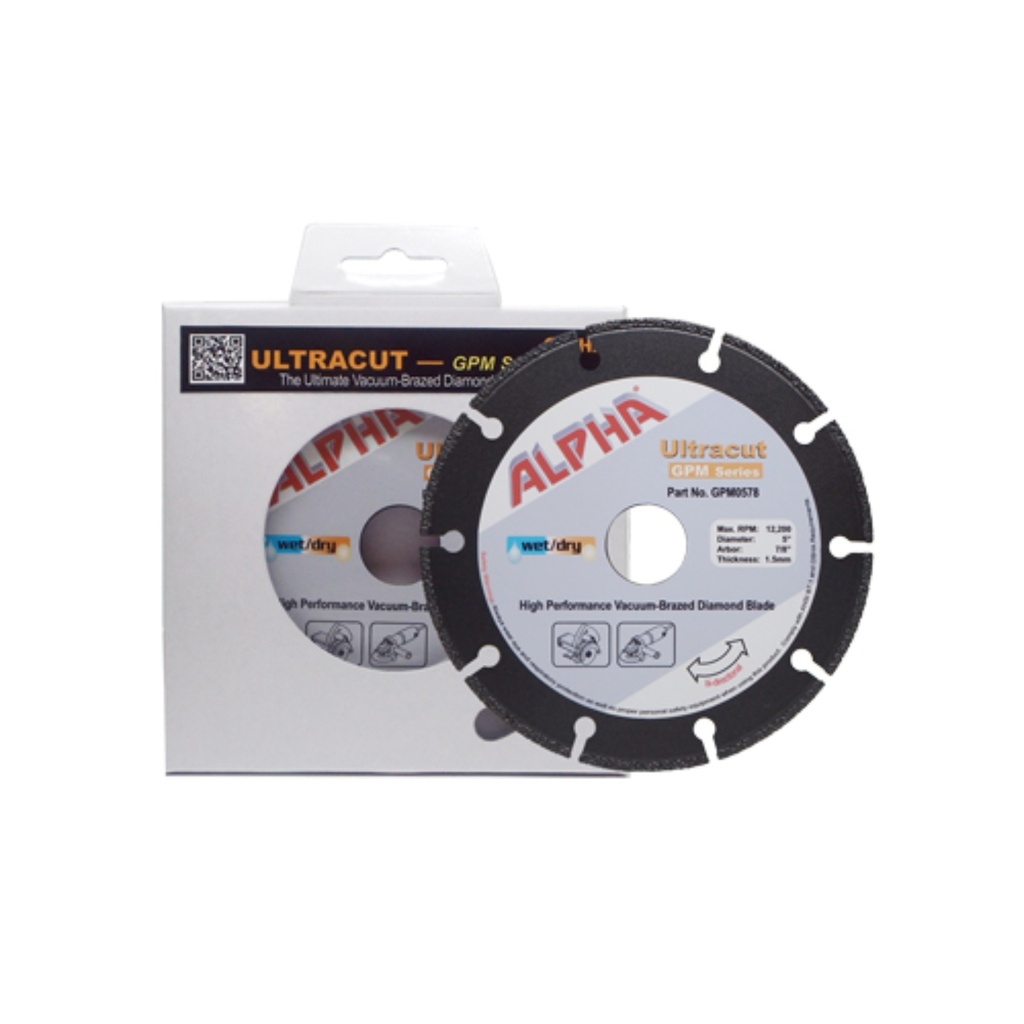 Alpha® Ultracut GPM Series The Ultimate Vacuum-Brazed Diamond Blade (5", 1.5mm, 7/8" Arbor)