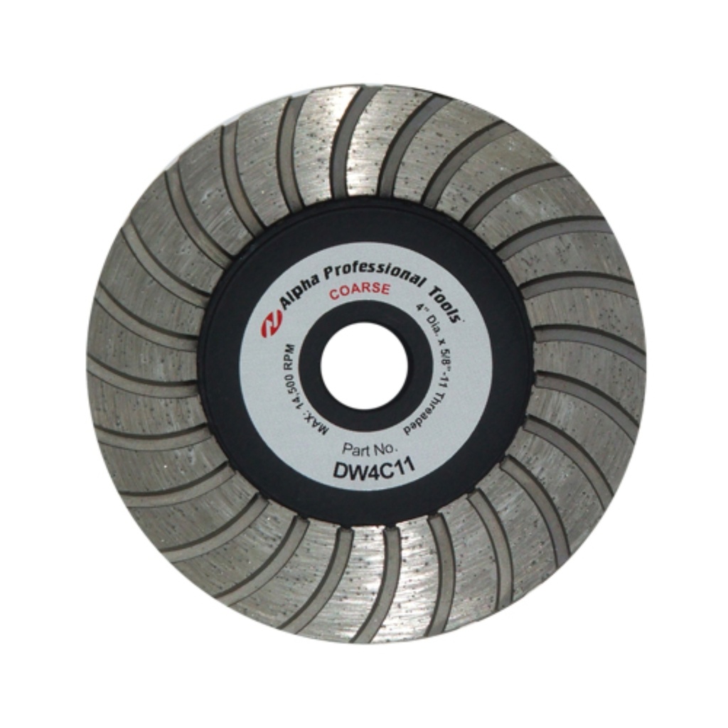 Alpha® DW Style Grinding Wheels (4", 5/8"-11 Threads, Coarse)