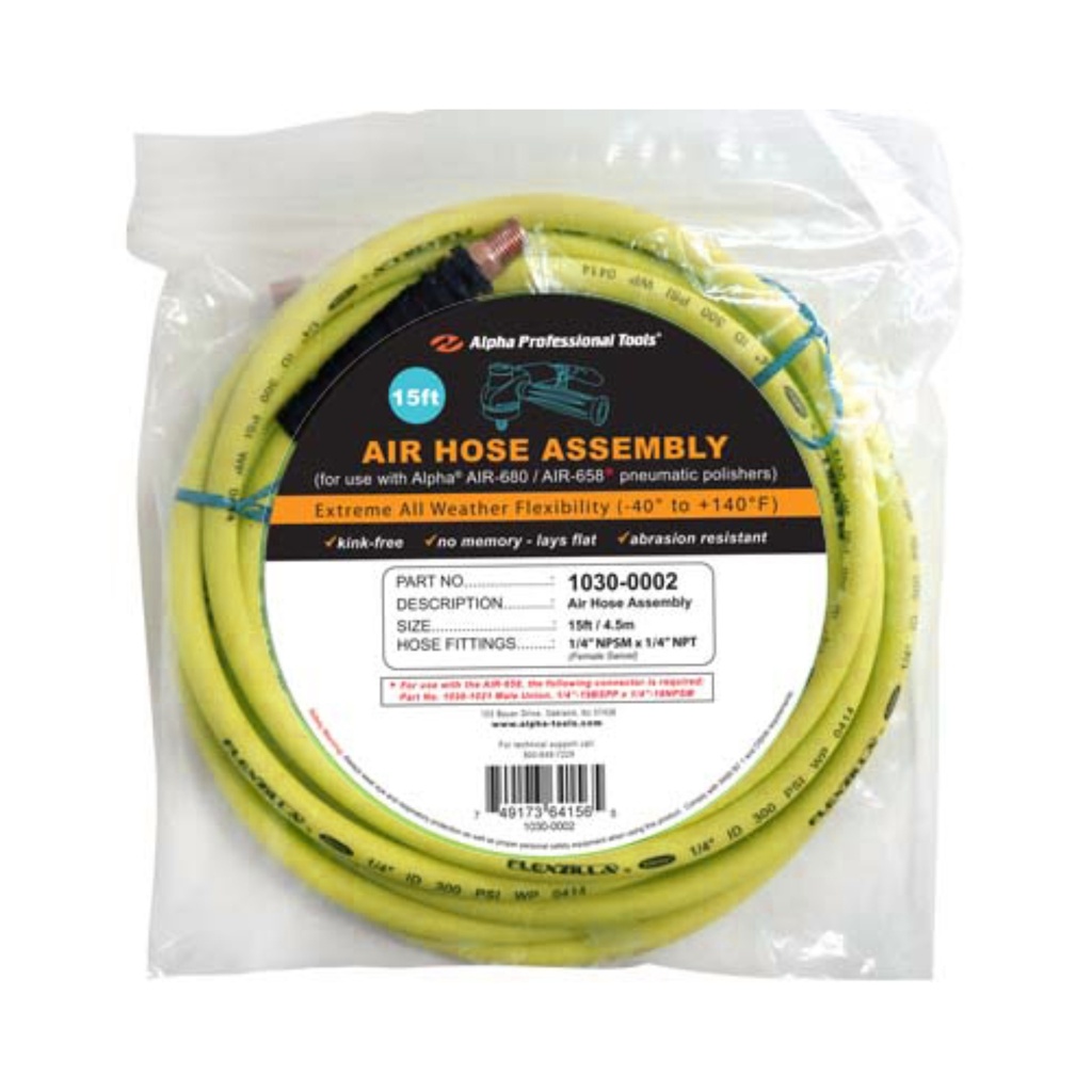 Alpha 15ft. (4.5m) 1/4" Air Hose for AIR-600/800 Series 1/4" NPSM x 1/4" NPT Male