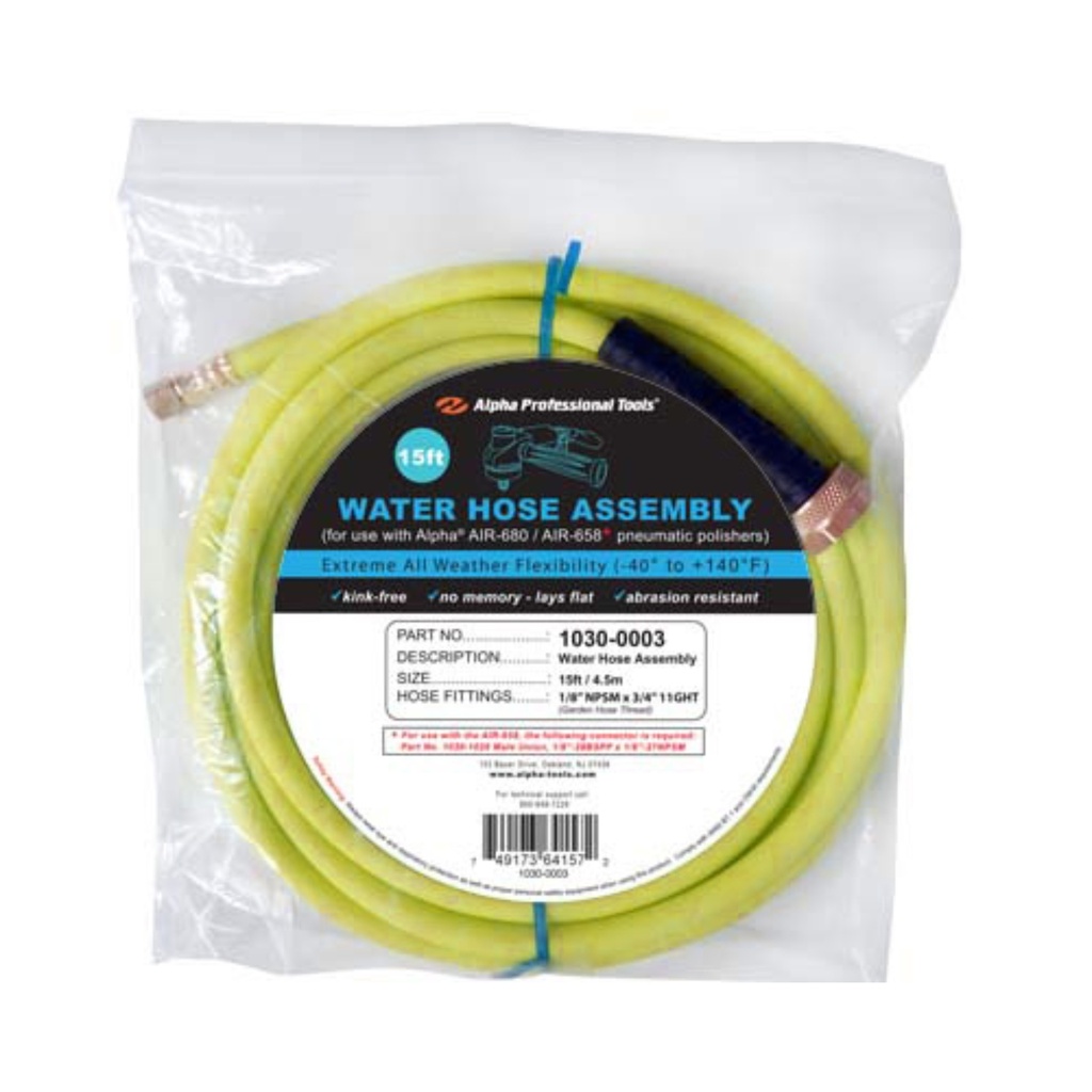 Alpha 15ft. (4.5m) 1/4" Water Hose for AIR-600/800 Series 1/4" NPSM x 3/4" 11-1/2" GHT