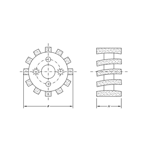 [SC03001] SC03001 STUBBING WHEELS H25 - Ø50 - SINTERED 3 Hole Ø14 Flange